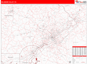 Delaware Valley Metro Area Wall Map Red Line Style